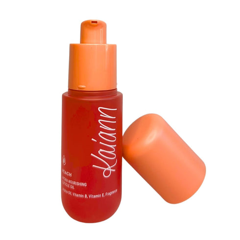 Nail & Cuticle Oil - Peach Scented, Jojoba Oil, Vitamin E + B, Fragrance, Cuticle Softener, Nail Strengthener - Pump