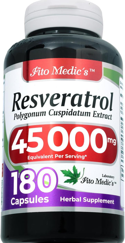 Lab Resveratrol - 180 Capsules | 45000 mg | Organic Resveratrol Supplement with Ultra High Absorption