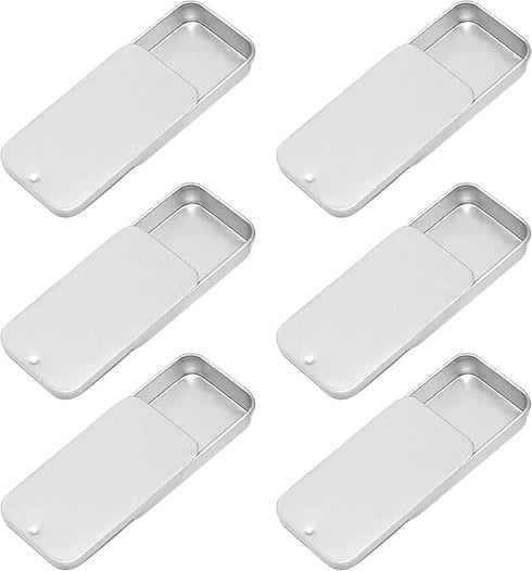 Empty Slide Top Tin Containers for Crafts, 6 Pack .25oz Storage Kit for Lip Balm