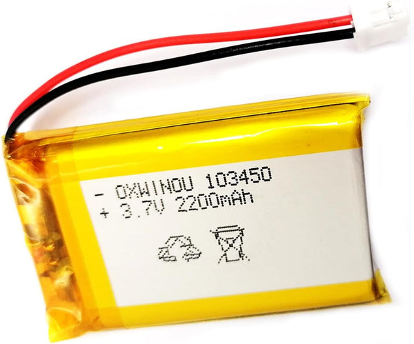 Lithium Polymer Battery 3.7V 2200mAh 103450 Rechargeable Battery Pack with JST 2.0mm Connector for Wireless Device
