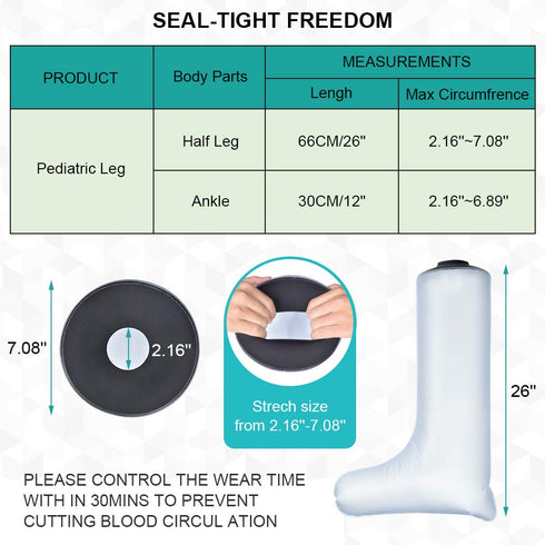 Leg Cast Cover for Shower and Bath, Waterproof Cast Protector for Adult Leg, Reusable Sealed Watertight Bag