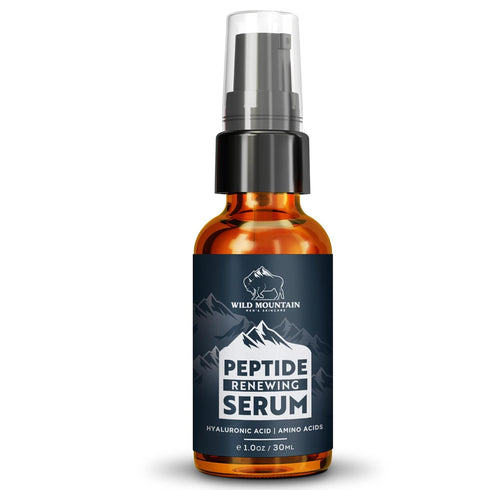 Wild Mountain Peptide Face Serum for Men, Hydrating Hyaluronic Acid & Collagen Boosting Amino Acids, 1 oz