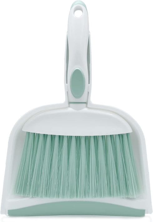 Broom Dustpan Brush, Mini Broom and Dustpan Set for Desk, Home, Camping Tent, Light Green