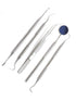 Dental Hygiene Set of 5 - Stainless Steel Tarter Scraper, Toothpick, Mouth Mirror, Ideal for Personal Use
