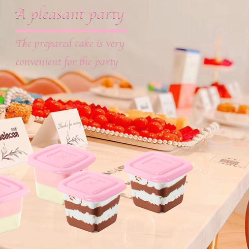 Wuqoioo 100 Pack 12 Oz Dessert Cups, Yogurt Parfait Cups With Lids Plastic Cups With Lids Square Cake Containers