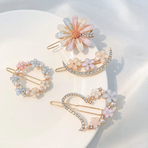 MIAO JIN 20PCS Rhinestone Flower Hair Clip Bobby Pins, Bling Crystal Love Pins for Women's Hair Accessories