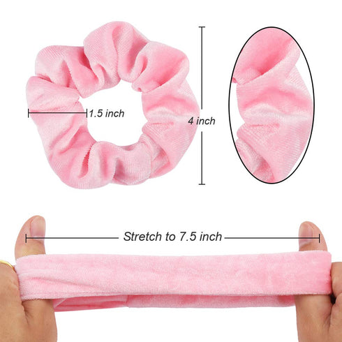 WHAVEL Pink Scrunchies, 16 Pieces Velvet Hair Ties for Party Favors, Valentines Galentines Day