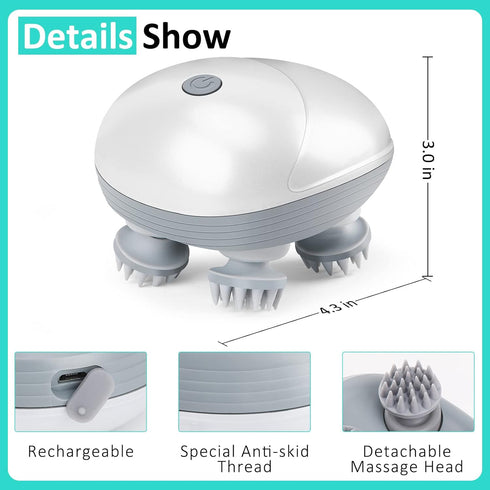 HIQUAY 4 96 Electric Pet Massager for Dogs and Cats, Cordless Handheld Tool with Massage Heads and Massage Nodes, Back