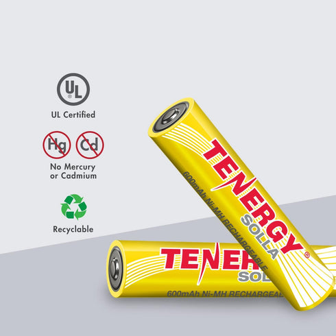 Tenergy Solla AAA Rechargeable NiMH Battery (12 Pack), 600mAh Solar Batteries for Outdoor Solar Lights