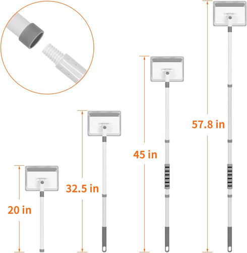 Baseboard Cleaner Tool with Handle, Wall Cleaner Mop Buddy with Extension Pole and 4 Reusable Pads