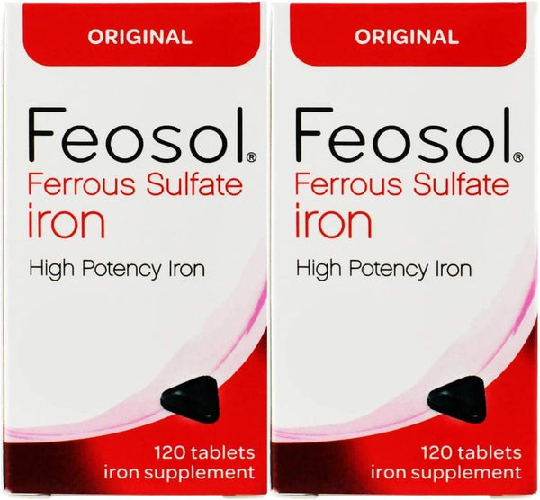 Feosol Original Iron Supplement Tablets, 325mg Ferrous Sulfate, 120ct, 1 Per Day for Energy and Immune Support