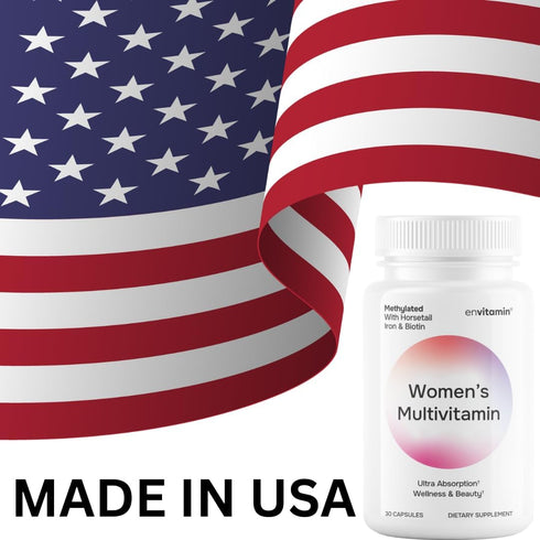 Horsetail, envitamin Womens Methylated Multivitamin Multimineral Iron, Biotin Complex with L Methylfolate for Ultra