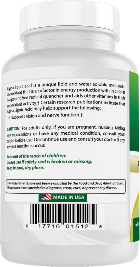 Best Naturals Alpha Lipoic Acid 600 mg - 60 Capsules - ALA Powerful Antioxidant