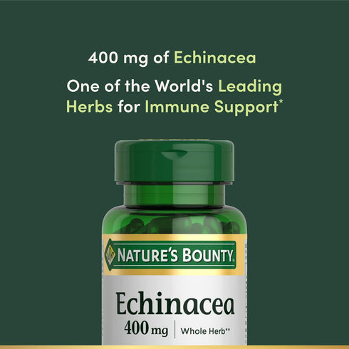 Immune 400mg, 100 Nature's Bounty Echinacea, Herbal Supplement, Supports Health, Capsules
