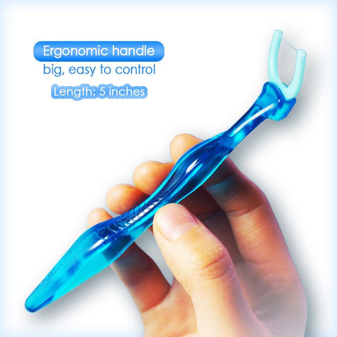 T.Smile NoFuss Dental Flosser Kit, 5-inch Long Handle & Refill Heads, Extra-Strength Floss for Comfortable Clean