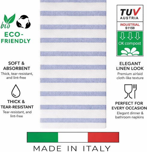Made in Italy Linen-Feel Disposable Guest Towels - Premium Airlaid Cloth-Like Bathroom Napkins, Soft & Absorbent Luxury