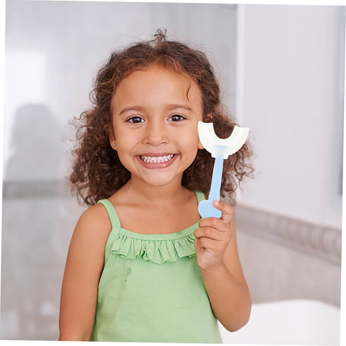Set 4pcs FRCOLOR Kids U-Shaped Toothbrush Soft Silicone Baby Oral Cleaner Fun Design for Healthy Gums for Travel