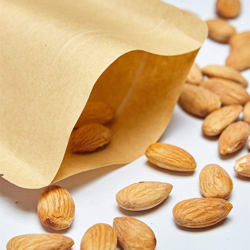 50 pcs Kraft Bags with Window Stand Up Ziplock Seal Paper Bag, Resealable Large Food Storage Pouch 1oz 3.5×5.5in
