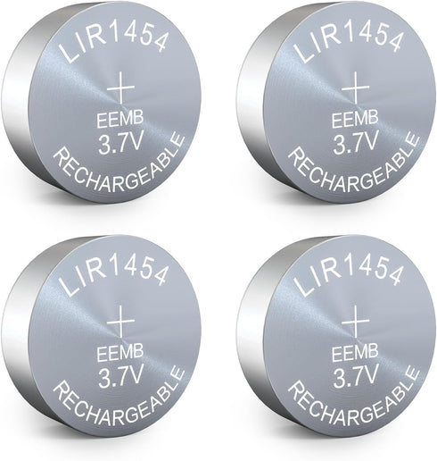EEMB 4PACK LIR1454 Rechargeable 3.7V Lithium-ion Button Batteries for Earphone, Wearable Device, Watch