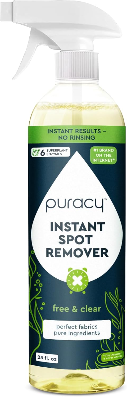 Puracy Stain Remover: Cleaning Spray for Clothes, Natural Spot Cleaner, Laundry Stain Remover, 25oz Free & Clear