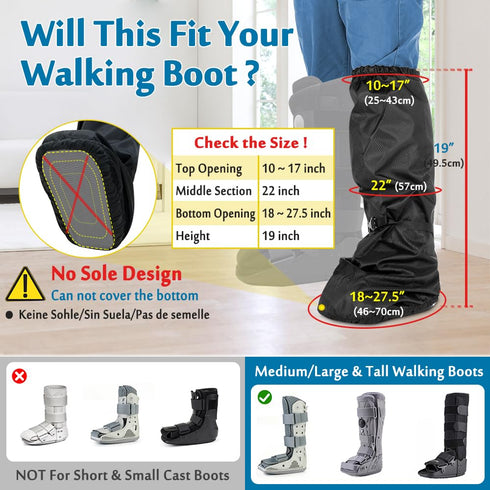 Mybow Walking Boot Cover, Tall Medical Boot for Broken Foot Injuries, Outdoor Cast Protector, Surgical Recovery