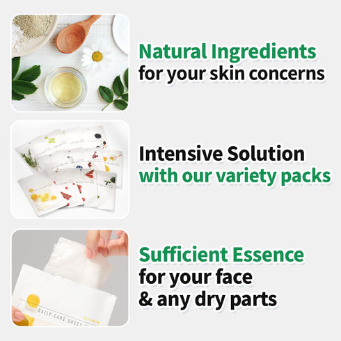 EUNYUL Daily Care Facial Sheet Mask Pack (12 types) - Vegan Korean Skincare for Hydrating and Nourishing