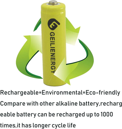 GEILIENERGY NiCd AA 600mAh 1.2V Rechargeable Batteries, 4 Pack for Solar Lamps