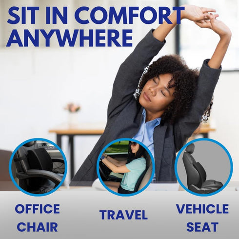 Thin Ergonomic Bucket Seat Lower Lumbar Back Support Pillow Cushion for Office Chair, Car, Truck, Wheelchair, Gaming