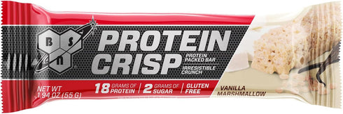 BSN Protein Crisp Bar, Gluten Free Protein Snack Bars, Vanilla Marshmallow, 12 Count