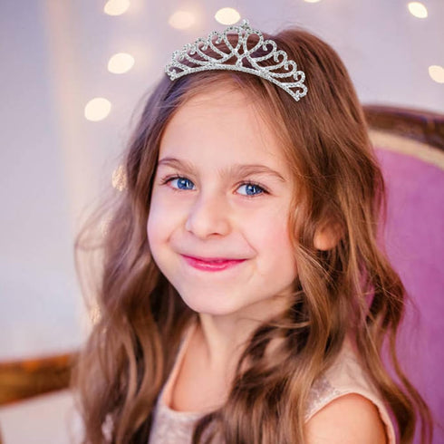 inSowni 8 Pack Decorative Silver Metal Princess Birthday Party Prom Wedding Pearl Rhinestone Crown Hair Side Combs Slides Tiaras Hair Pins Accessories for Kids Teens Girls Women Brides