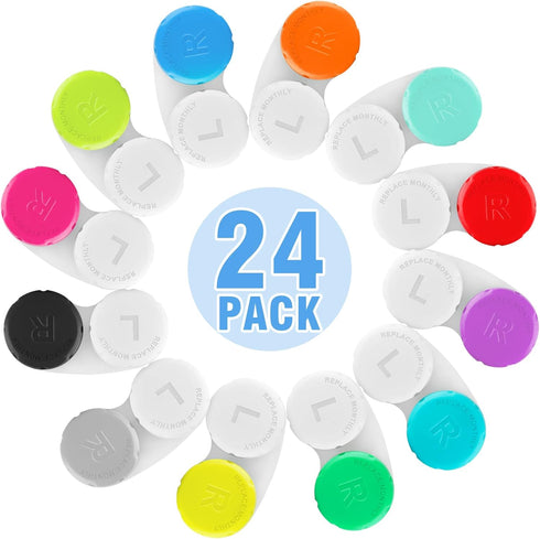 Phyyixs 24 Pack Colorful Cute Contact Lens Cases, Bulk Storage Box with 12