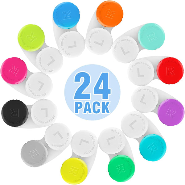 Phyyixs 24 Pack Colorful Cute Contact Lens Cases, Bulk Storage Box with 12