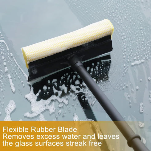 Window Squeegee Car Windshield Squeegee, 8" Washing Sponge Scrubber with Rubber Blade for Car and Bathroom Cleaning