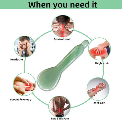 Jade Gua Sha Massage Tool, Natural Green Gua Sha for Anti Aging Facial Skin SPA