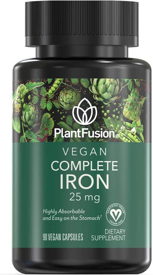 PlantFusion Vegan Iron Supplements, 25mg Plant Based Iron for Women and Men, 90 Veggie Capsules