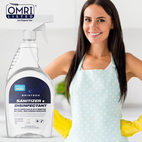 BRIOTECH Hypochlorous Spray Sanitizer Disinfectant, 1 Gal Refill, Kills 99.99% of Viruses & Bacteria, Gentle for