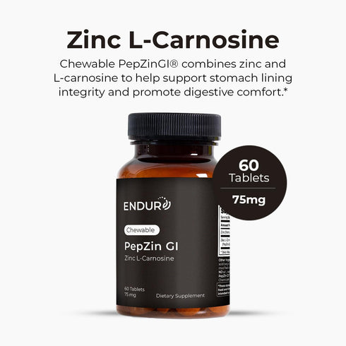 Endur PepZinGI ZINC-CARNOSINE Chewables, Gluten Free, 60 Tablets, Supports Digestive System