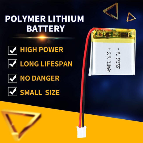 3.7V 310mAh 372727 Lipo Battery Pack, Rechargeable Lithium Polymer with PH2.0mm JST Connector