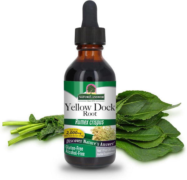 Nature's Answer Yellow Dock Root Alcohol Free 2000mg 1oz | Natural Body Detox, Supports Digestion, Gluten-Free