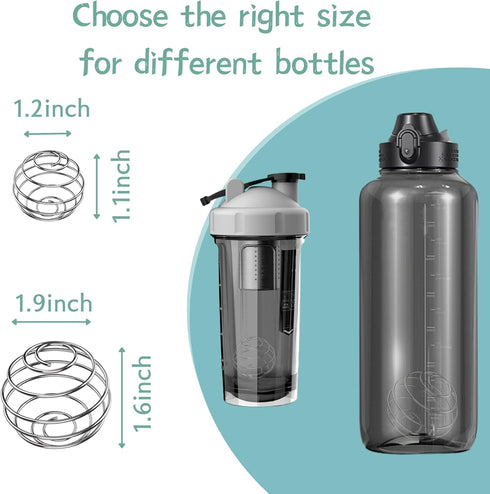 KASBEE 304 1.2in 1.9in, Pack 3 Shaker Balls, Stainless Steel Wire Mixer Balls for Shaker Cups Protein Whisk