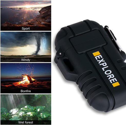 LcFun Electric Lighter - Plasma Lighter Waterproof Arc Lighter, Windproof USB Rechargeable with Emergency Whistle