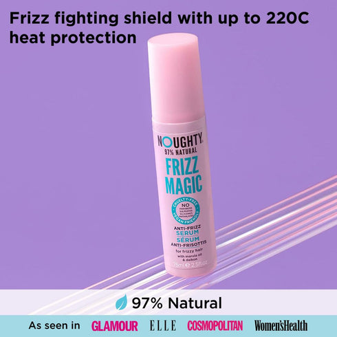 Noughty 97% Natural Frizz Magic Serum, 75ml - Anti Frizz, Smoothing and Styling Formula for Curly and Wavy Hair