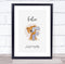 The Card Zoo New Baby Birth Details Christening Nursery Bear Initial F Keepsake Gift Print