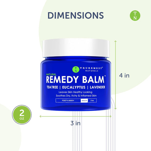 Remedy Balm with Tea Tree Oil, 2 oz - Truremedy Naturals Soothing Moisturizer for Fungal Infections