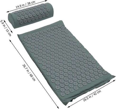 WEKAMOS Set Acupressure Massage Mat and Pillow Non-Slip Acupoint Massage Pad with Carrying Bag for Back and Neck Relief
