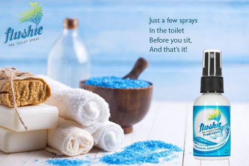 Flushie Pre-Toilet Spray for Poop, Travel Size Toiletries, 4oz Bathroom Deodorizer, 3 Pack (Linen)