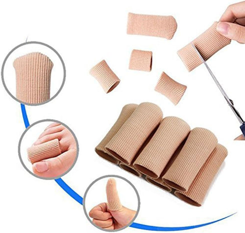 ERGOfoot 6 Pack Toe Caps - Close Finger Toe Sleeve Tubes Gel Rubbing Tube to Prevent Bunions, Hammertoes
