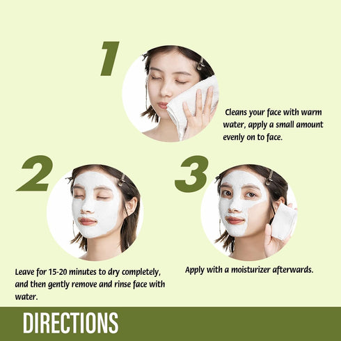 Organic Green Tea Clay Face Mask - Wash Off Repairing Facial Mask for Anti Wrinkle & Dark Circle Treatment