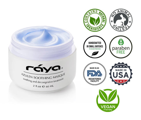 Raya Azulen Soothing Masque (602), Calming Facial Treatment Mask for Sensitive Skin, Tones Complexion