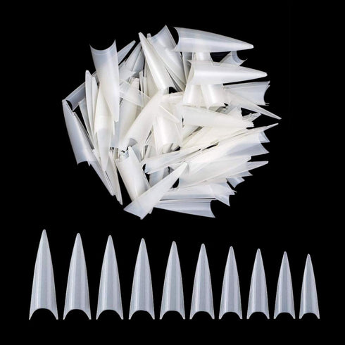 YIMART 500pcs Acrylic Medium Long Stiletto Nail Tips, Sharp False Nail Art Tips for Nails Salon (Natural)